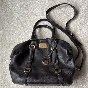 Michael Kors Brown Leather Satchel with Gold Hardware